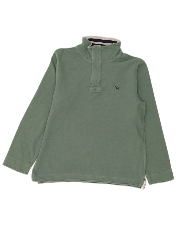 Crew Clothing Masculino 1/4 Zip Regular Fit Suéter Verde Médio
