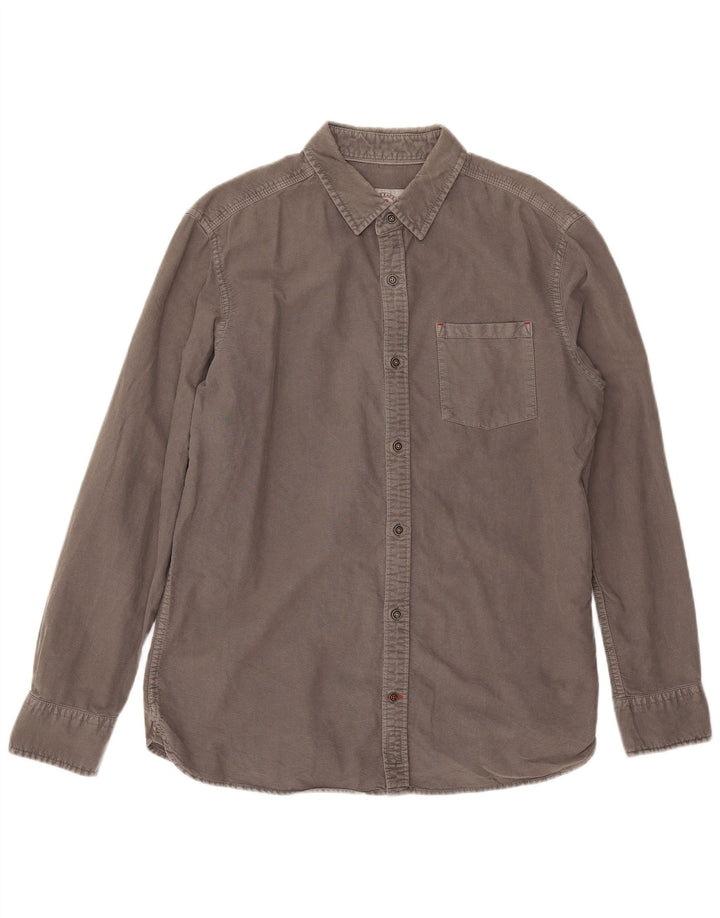 Camisa masculina Fat Face grande algodão cinza