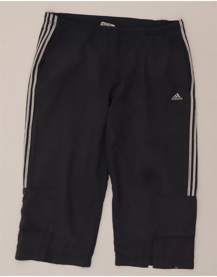 Calça Capri Feminina Adidas Reta UK 16 Grande Azul Marinho Poliéster