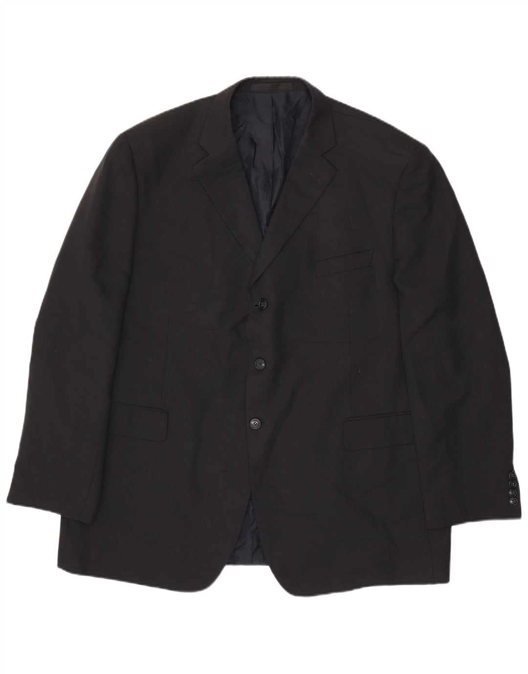 Jaqueta blazer masculina de 3 botões Marks & Spencer Reino Unido 48 2XL azul marinho poliéster
