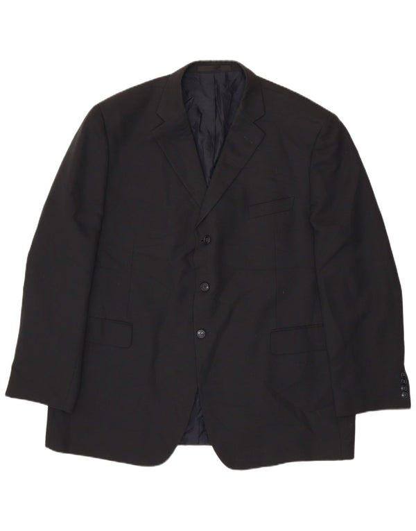 Jaqueta blazer masculina de 3 botões Marks & Spencer Reino Unido 48 2XL azul marinho poliéster