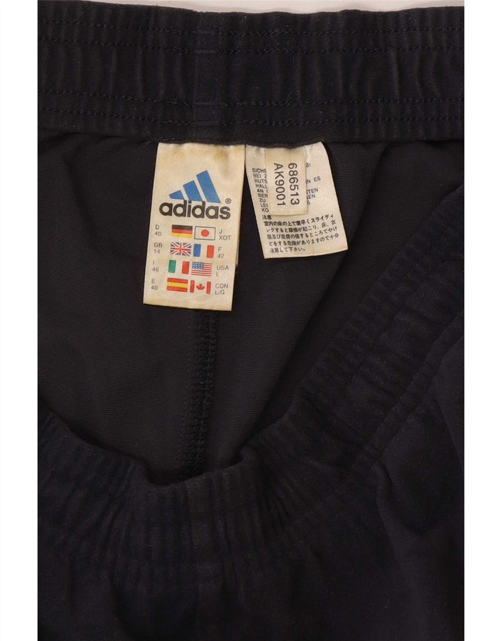 Calça de treino feminina Adidas UK 14 grande poliéster azul marinho