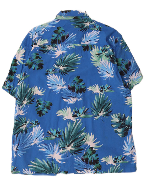 Camisa masculina Superdry de manga curta XL azul floral algodão havaiano