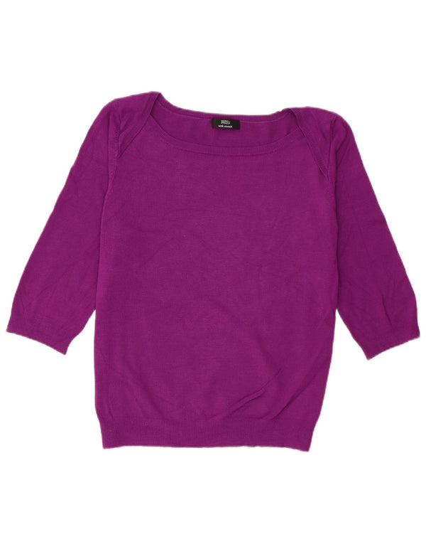 Suéter feminino Marks & Spencer manga 3/4 com gola canoa Reino Unido 18 XL roxo