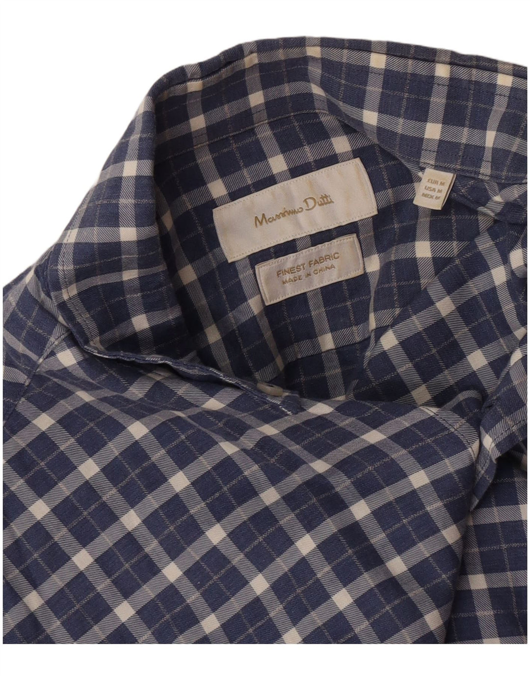 Camisa masculina de flanela Massimo Dutti média xadrez azul marinho