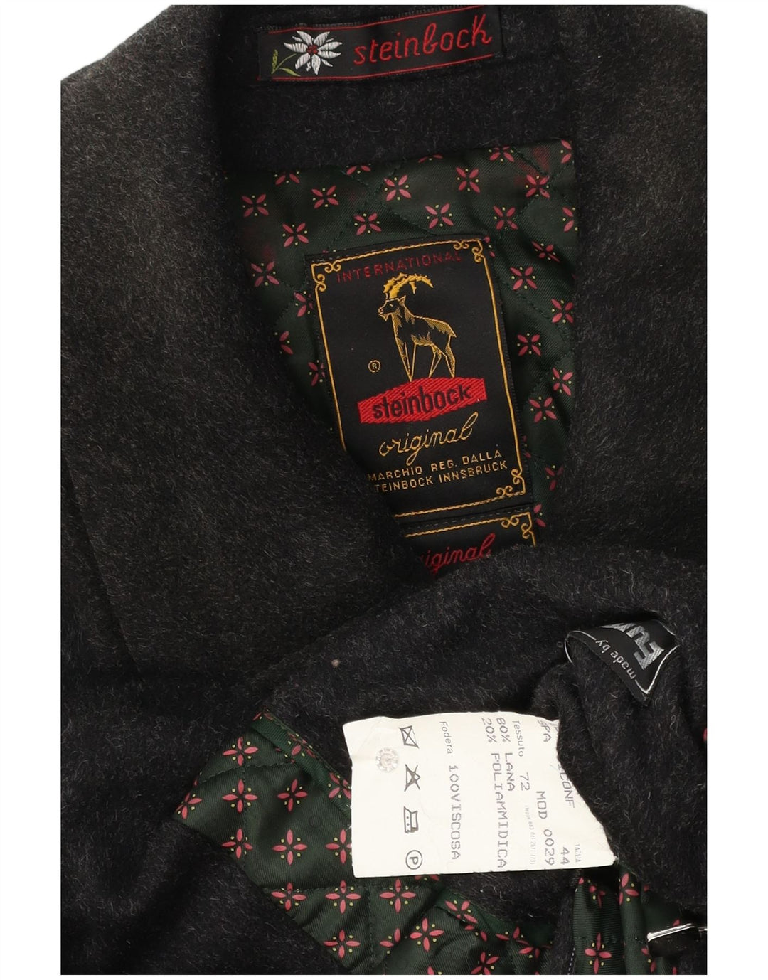 Steinbock Sobretudo masculino solto EU 44 XS lã preta