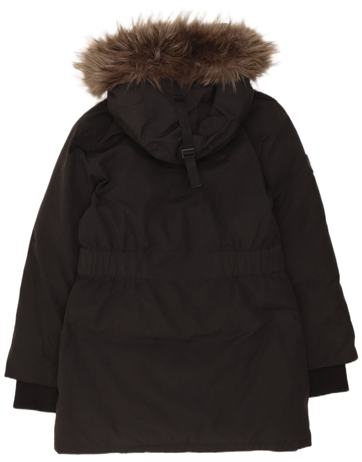 Casaco acolchoado com capuz superdimensionado feminino Superdry UK 10 pequeno poliéster preto