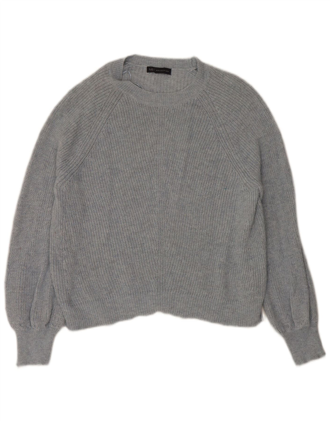 Suéter feminino Marks & Spencer com gola canoa Reino Unido 16 grande azul poliamida