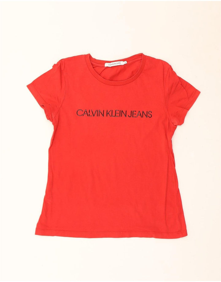 Camiseta feminina Calvin Klein Jeans com estampa gráfica, 12 médio vermelho