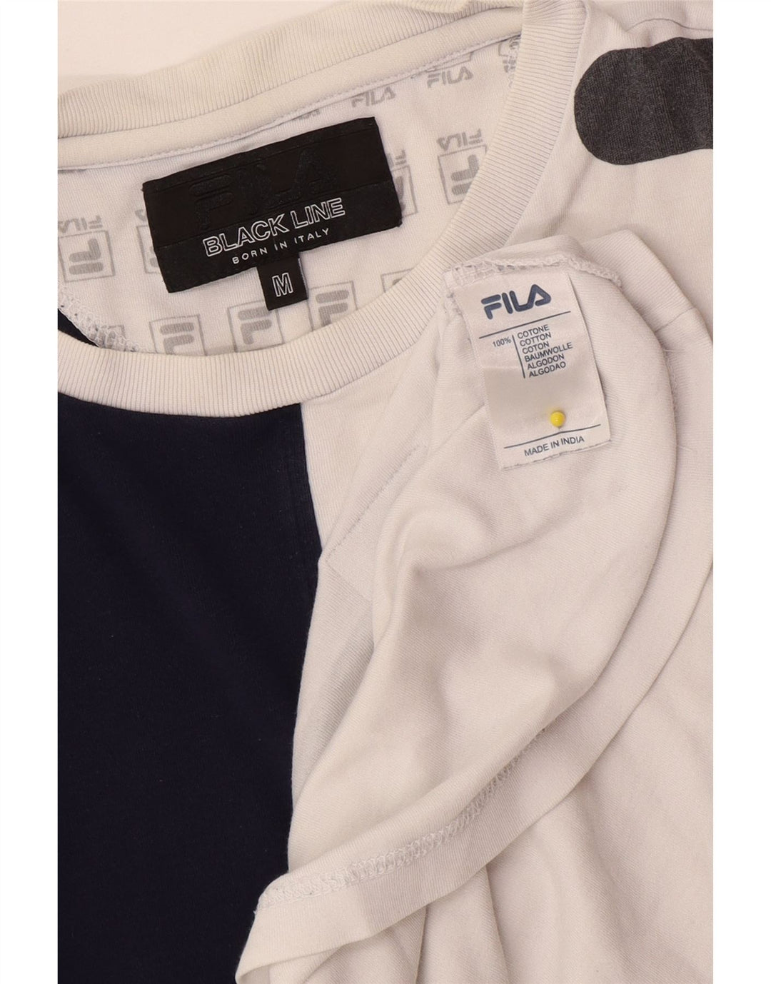 Camiseta masculina Fila Graphic Top médio branco colorblock algodão