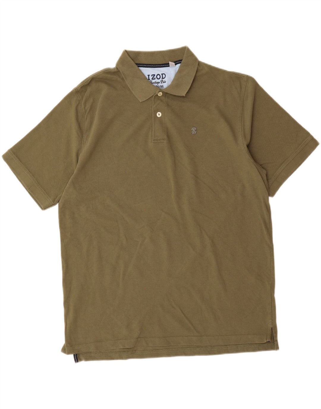 IZOD Mens Heritage Polo Shirt XL Khaki Cotton Vintage Izod and Second-Hand Izod from Messina Hembry 