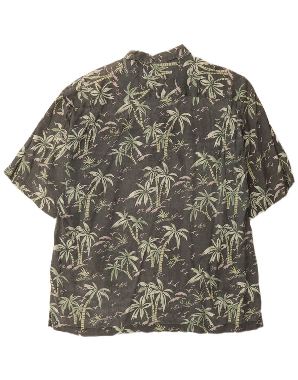 Camisa masculina de manga curta Tommy Bahama XL verde floral linho havaiano