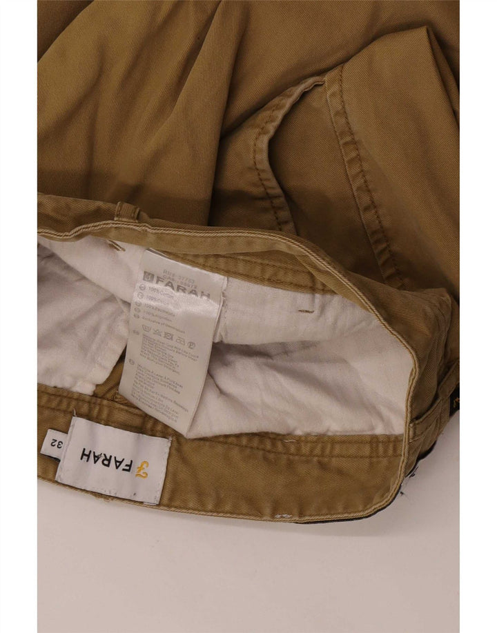 Farah Mens Chino Shorts Médio W32 Algodão Cáqui
