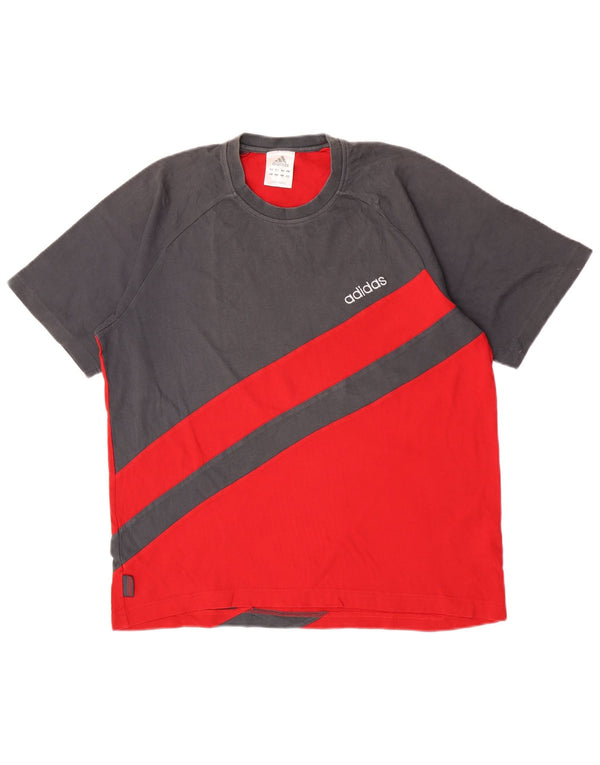 Camiseta masculina Adidas grande algodão colorblock cinza