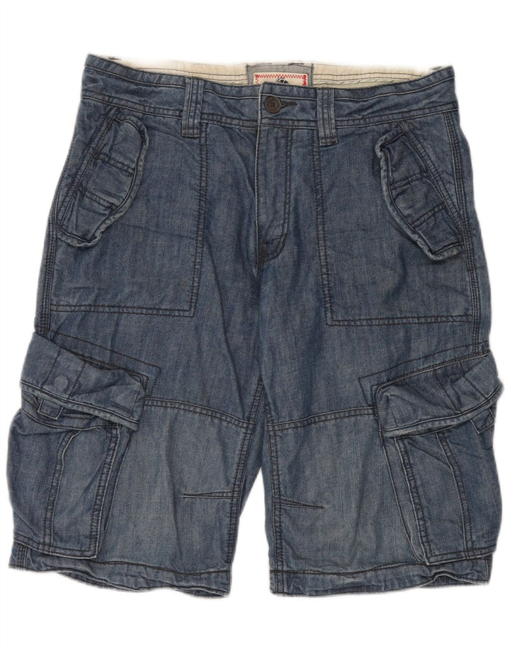 Shorts jeans cargo masculino FAT FACE W32 algodão azul médio