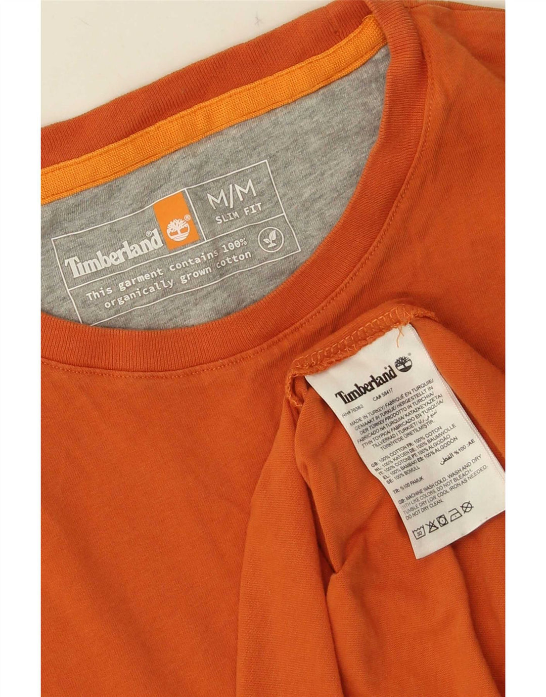 Camiseta masculina Timberland Slim Fit Top Médio Algodão Laranja