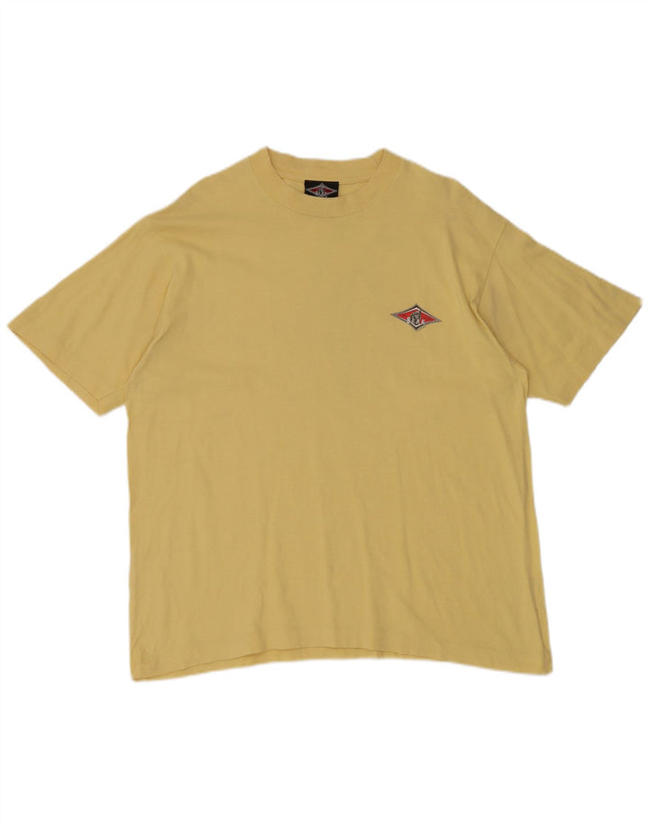 BEAR Mens Graphic T-Shirt Top Large Yellow Cotton