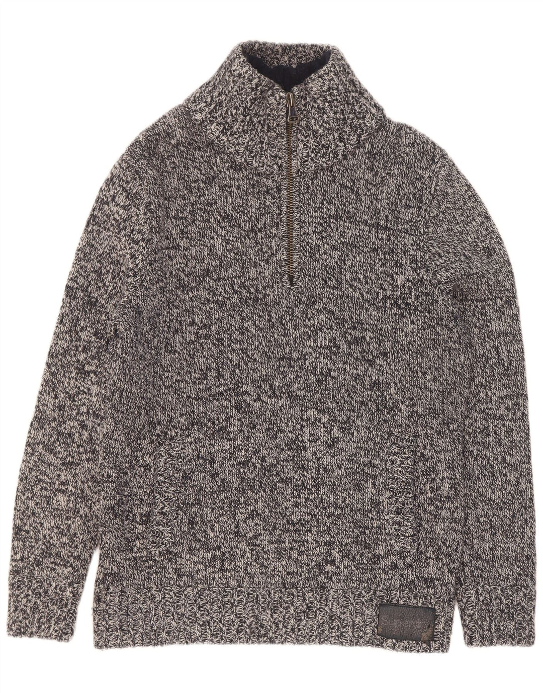 Suéter masculino Superdry com zíper e gola 2XL acrílico manchado cinza