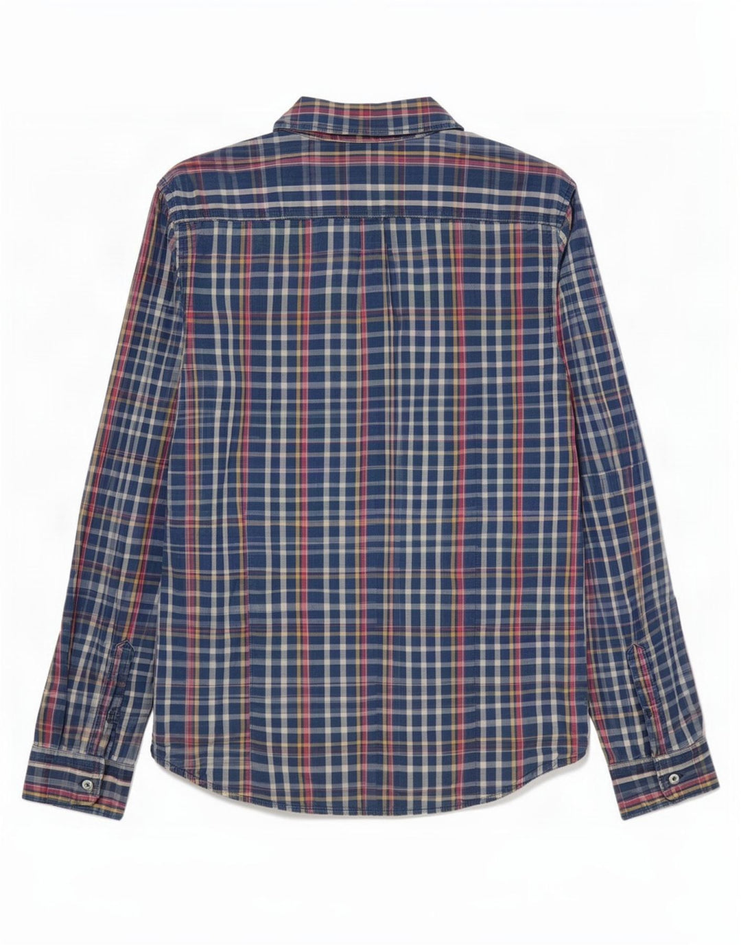 Camisa masculina Napapijri Geographic Slim Fit de algodão xadrez azul médio