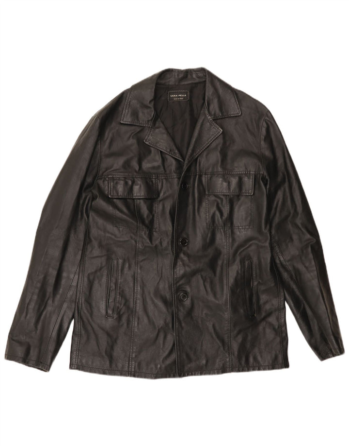 Jaqueta de couro masculina VINTAGE UK 40 grande couro preto