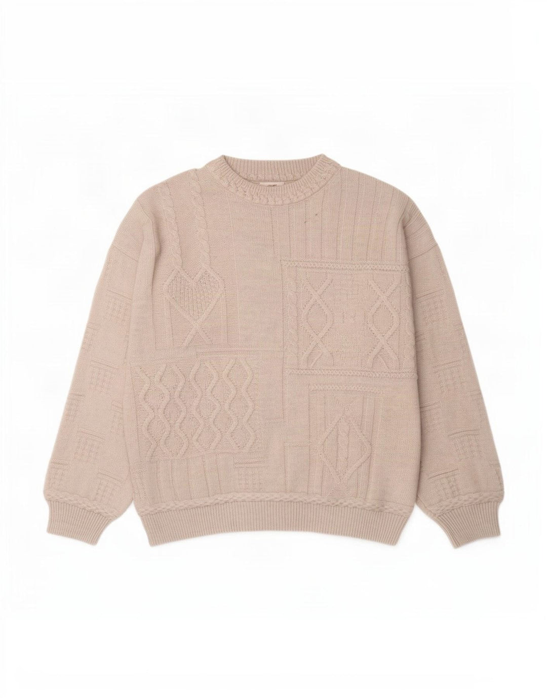 Suéter masculino Paco Calvari com gola redonda IT 50/52 médio branco geométrico