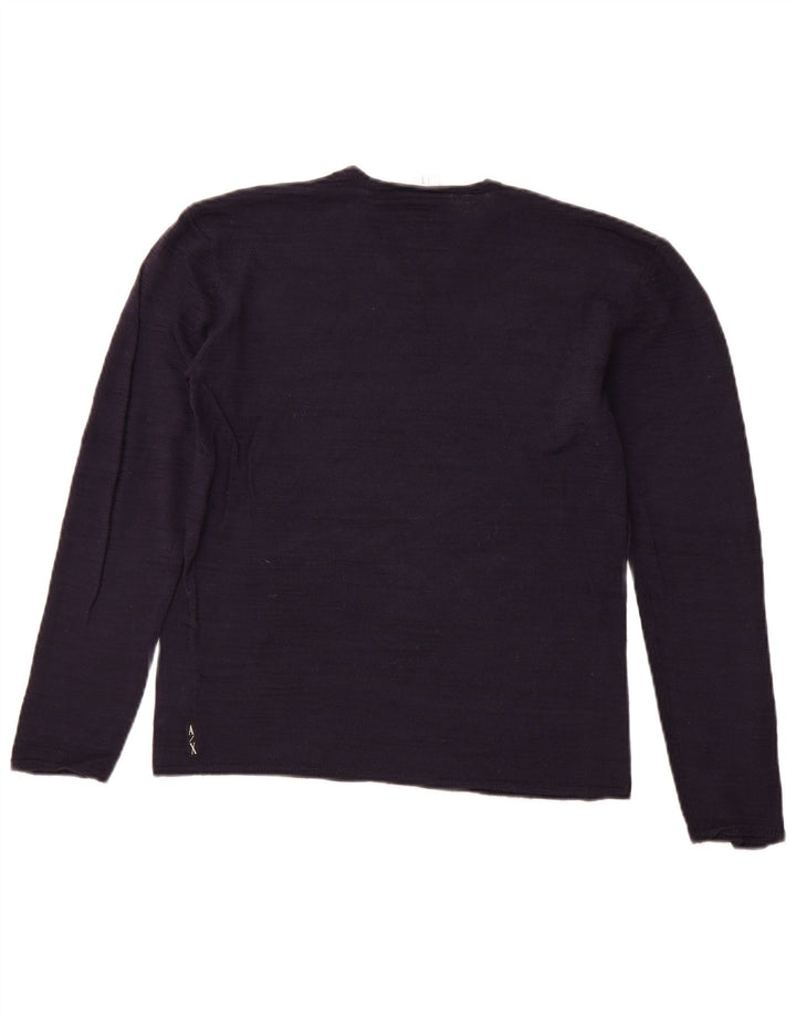 ARMANI EXCHANGE Suéter feminino com decote em V Reino Unido 12 médio azul marinho