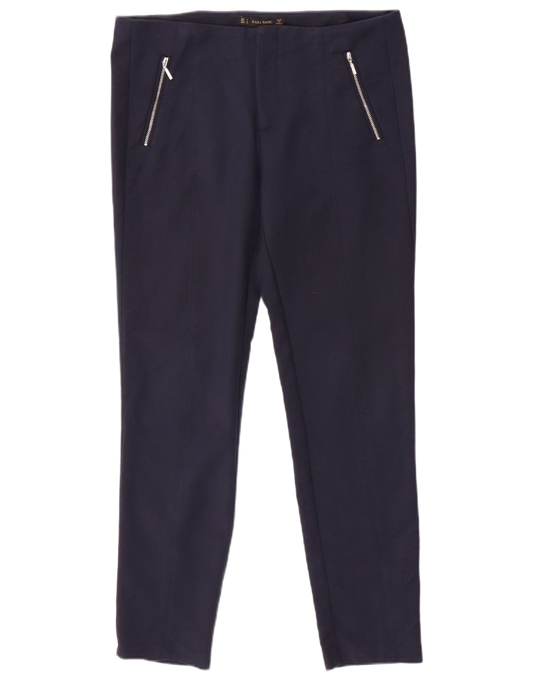 Calça feminina casual justa ZARA grande W32 L29 azul marinho