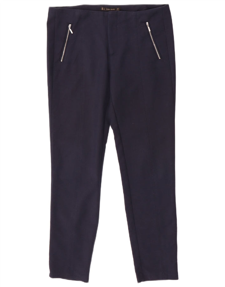 Calça feminina casual justa ZARA grande W32 L29 azul marinho