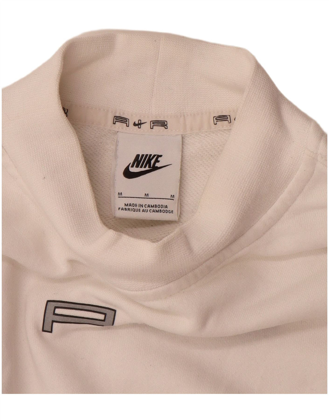 Nike Womens Crop Oversized Moletom Jumper UK 14 Medium White Colourblock
