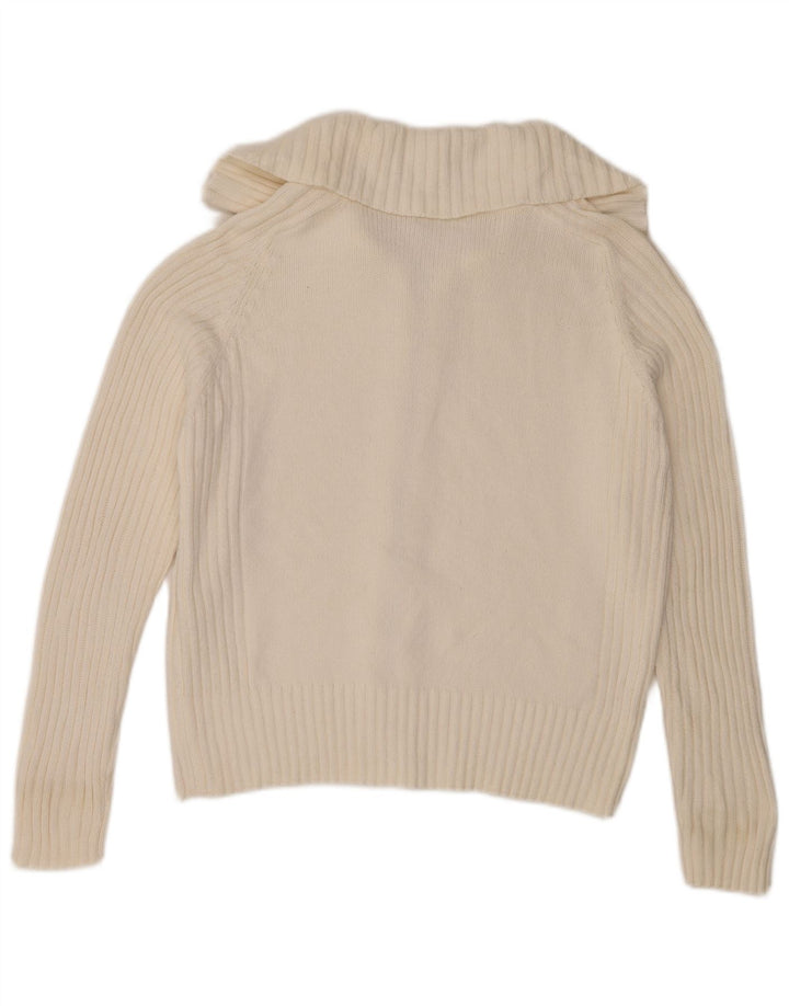 Suéter feminino Marks & Spencer Stretch Cardigan Reino Unido 16 Grande Branco