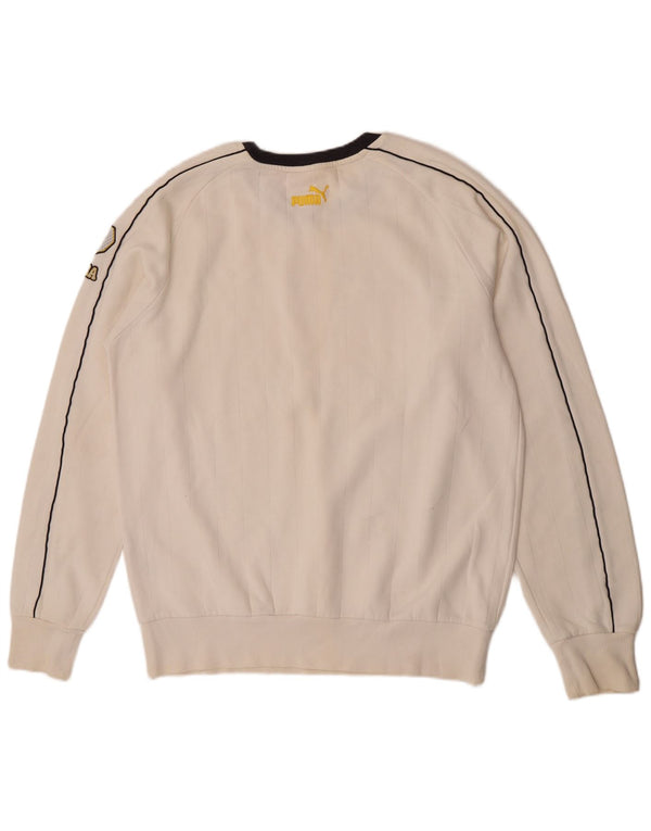 Puma Mens Graphic Moletom Jumper Grande Algodão Branco