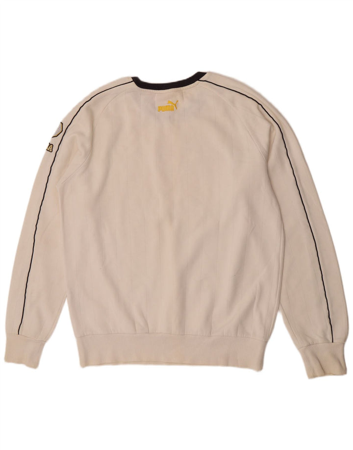 Puma Mens Graphic Moletom Jumper Grande Algodão Branco