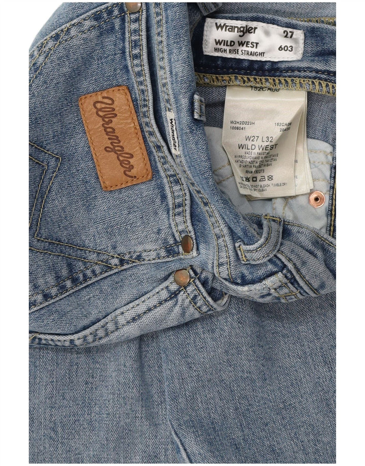 Calça jeans reta feminina WRANGLER Wild West cintura alta W27 L27 algodão azul