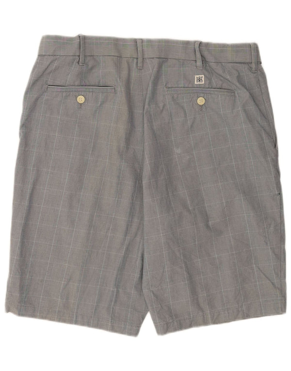 Shorts chino masculino Marks & Spencer W36 grande algodão xadrez cinza