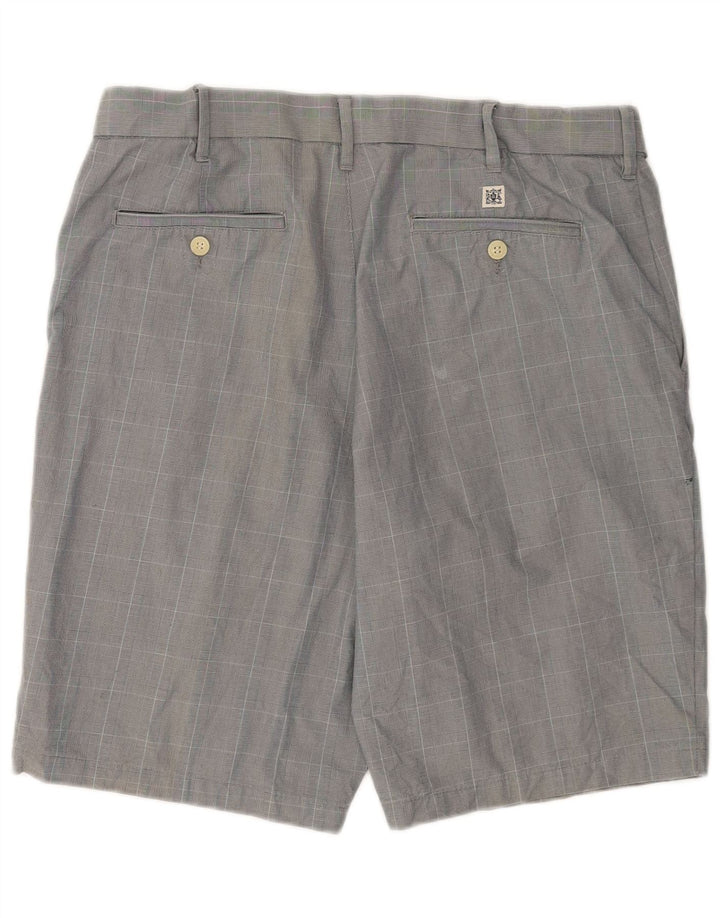 Shorts chino masculino Marks & Spencer W36 grande algodão xadrez cinza