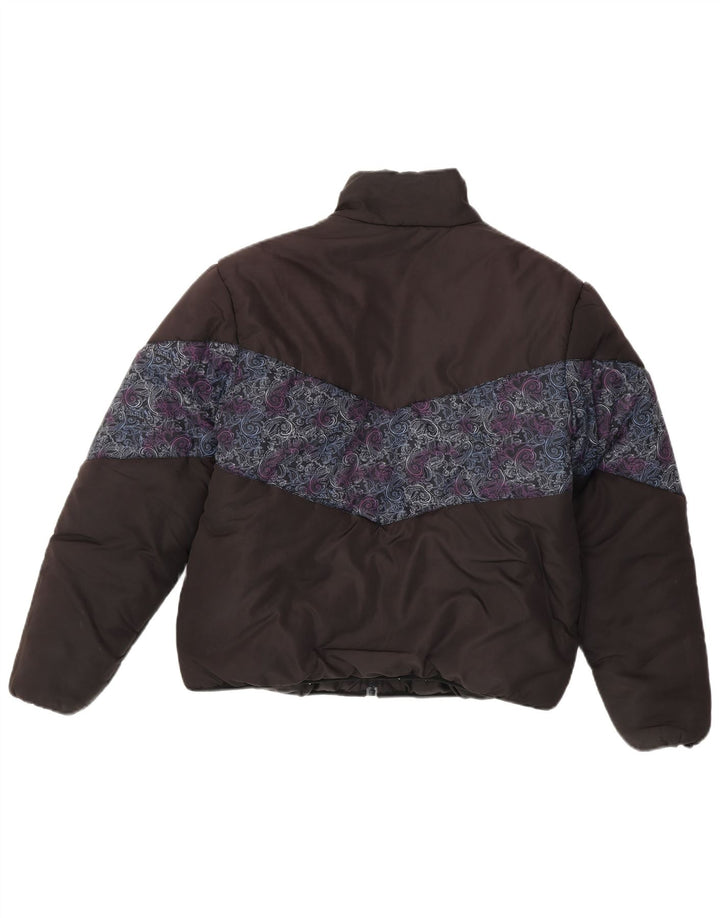 Jaqueta feminina Fila Loose Fit acolchoada UK 14 poliéster paisley preto médio