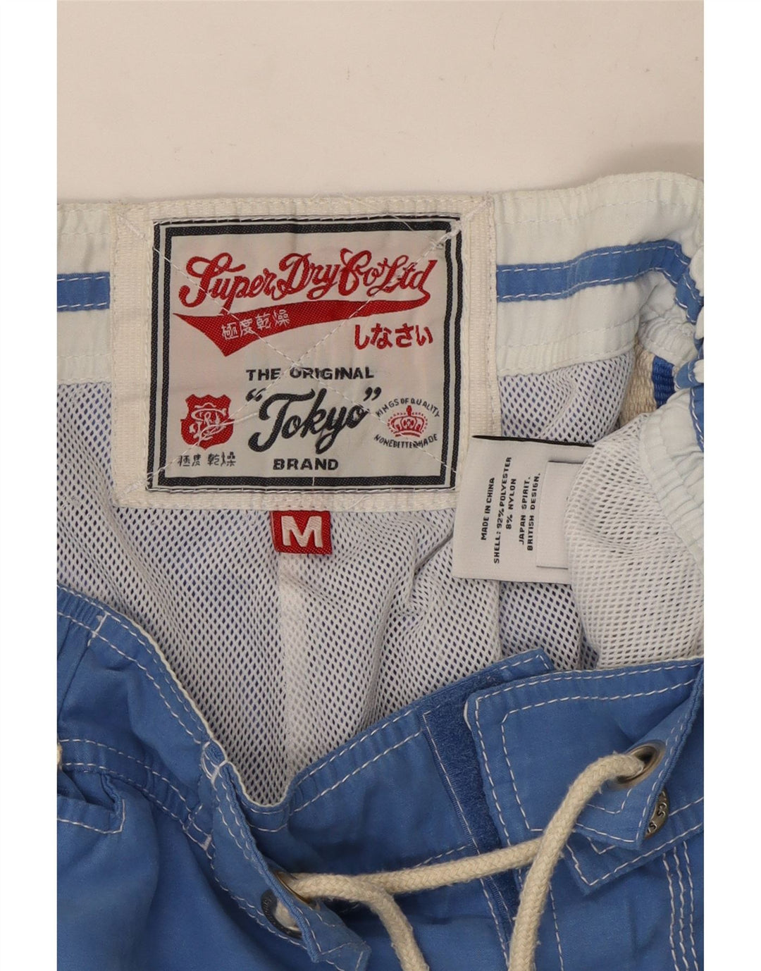 Calções de banho masculinos Superdry Graphic azul médio poliéster