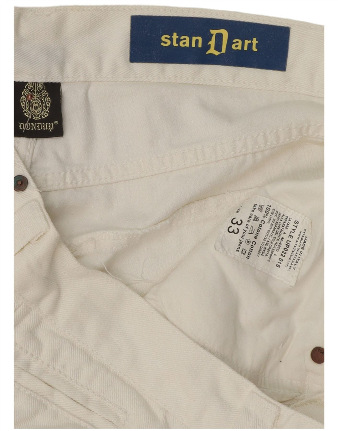 Dondup Mens Stan Dart Straight Jeans W33 L32 Algodão Branco