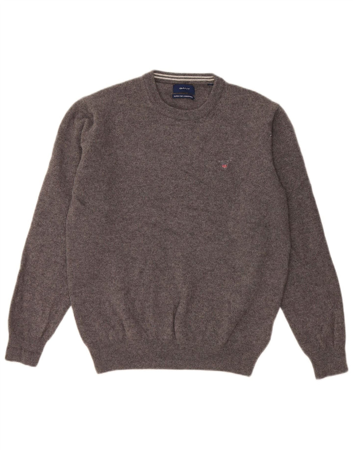 Suéter feminino Gant com gola redonda Reino Unido 14 lã cinza médio