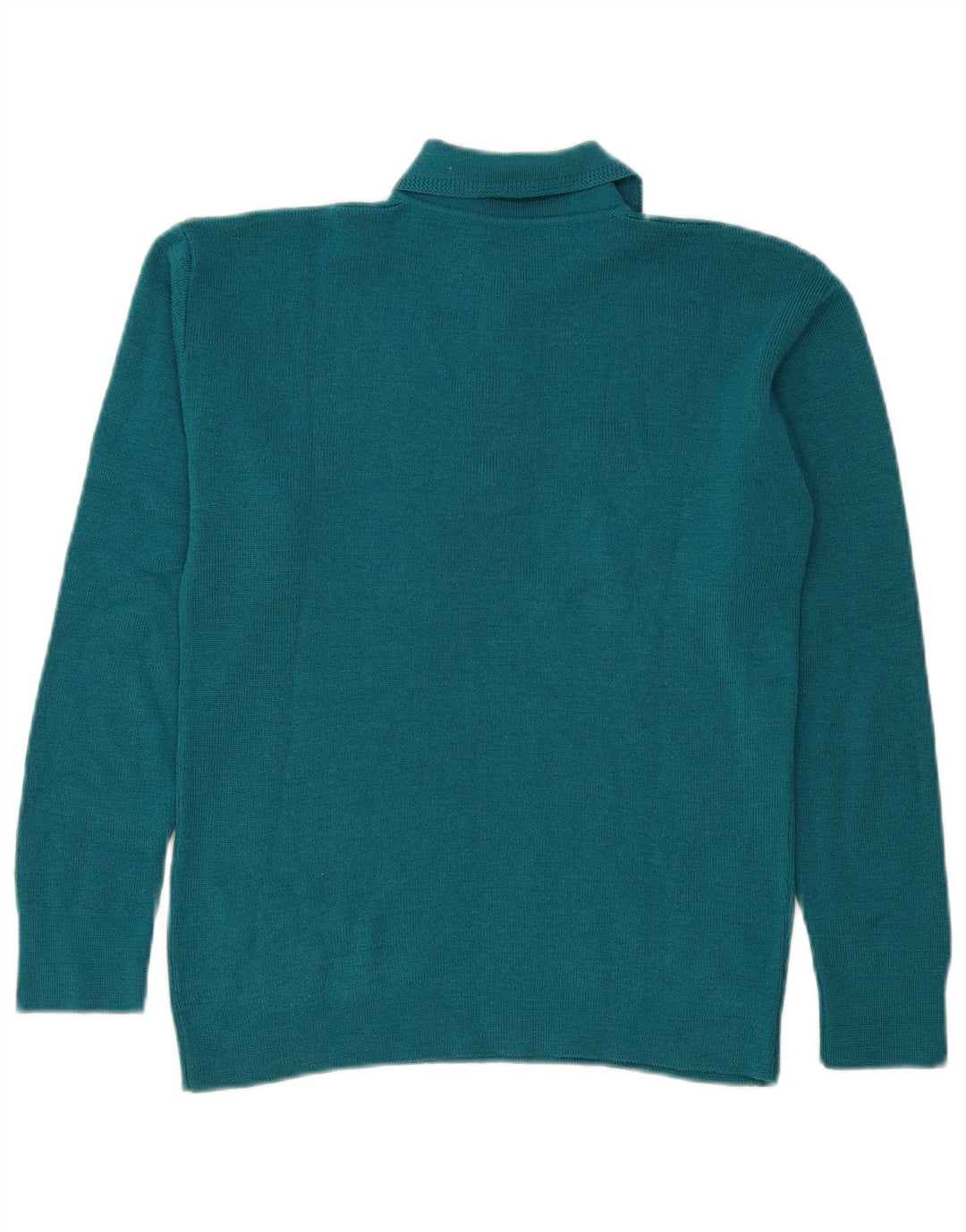 Suéter feminino vintage com gola polo, Reino Unido 14, azul médio