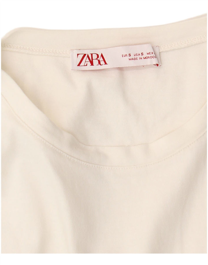 Camiseta feminina ZARA Top UK 10 pequena branca