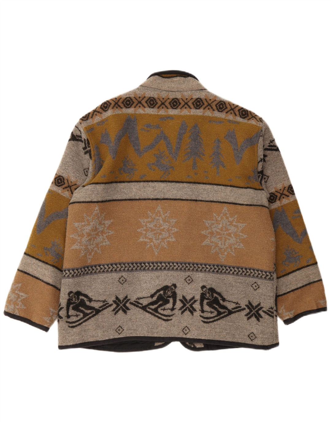 Jaqueta masculina vintage de ajuste regular UK 38 lã geométrica marrom médio