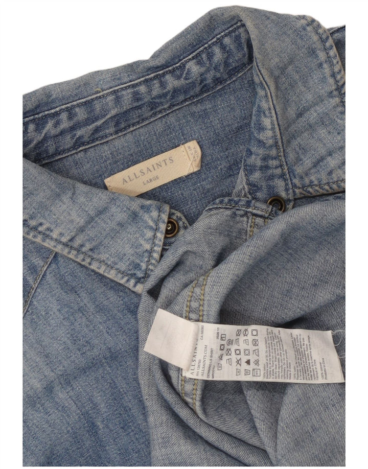 Camisa jeans masculina All Saints grande algodão azul