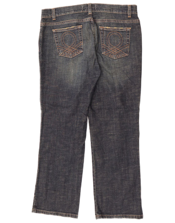 Jeans recortados femininos Benetton IT 44 médio W30 L25 algodão azul marinho