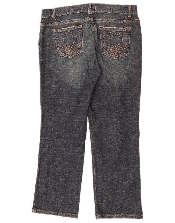 Jeans recortados femininos Benetton IT 44 médio W30 L25 algodão azul marinho