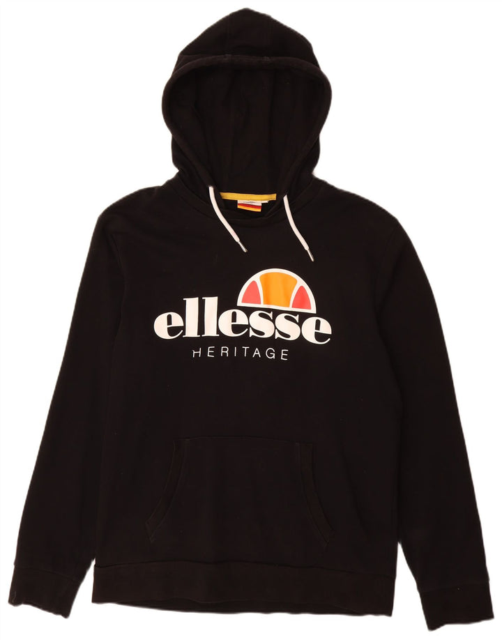ELLESSE Suéter masculino com capuz gráfico Heritage XL algodão preto