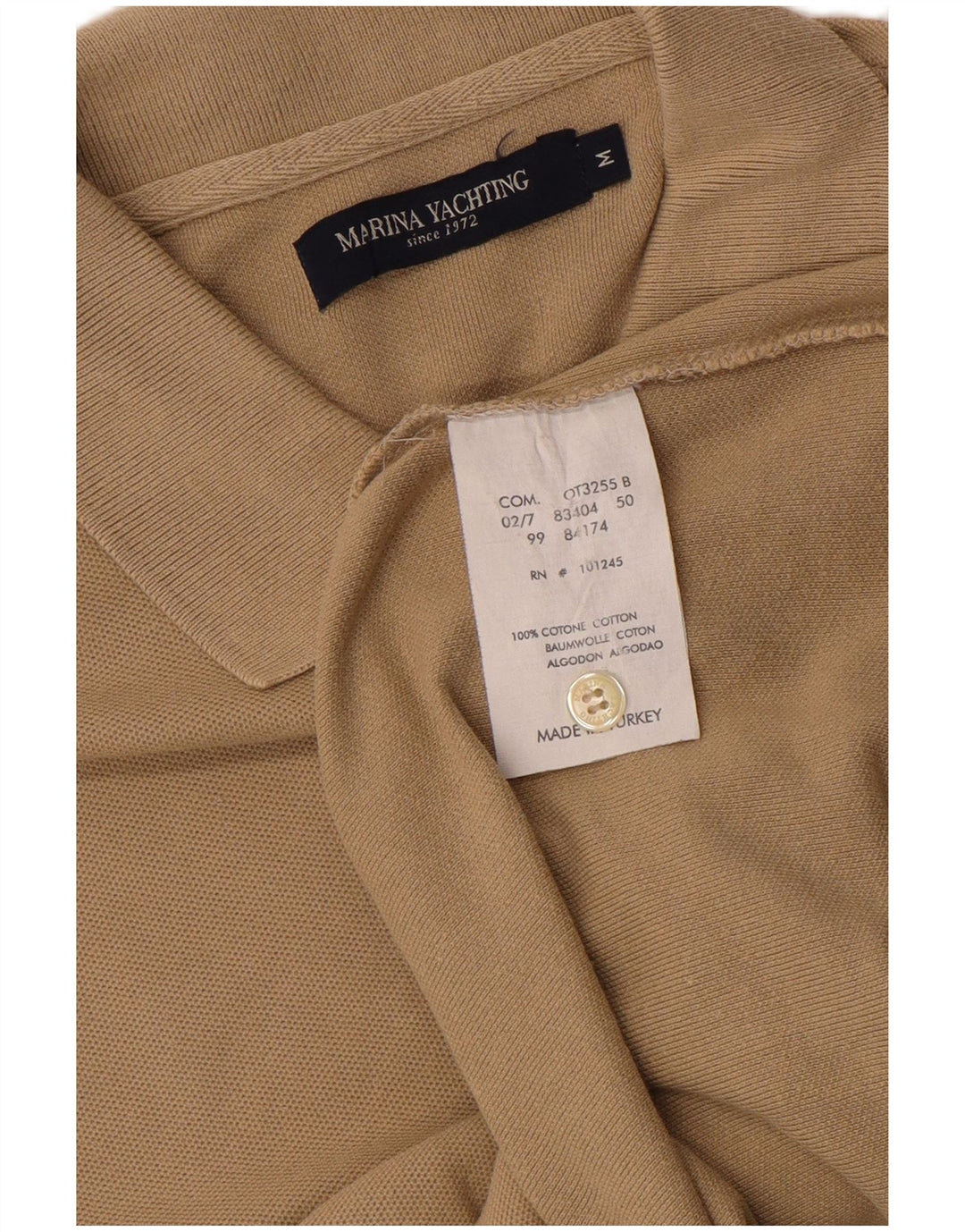 Camisa polo masculina Marina Yachting algodão bege médio