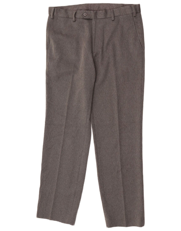 Calça masculina de terno reto Marks & Spencer sob medida W34 L31 cinza