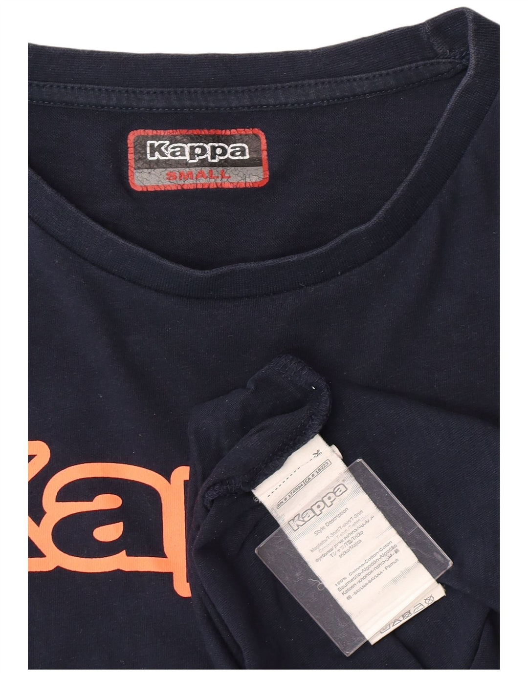 Camiseta gráfica masculina Kappa Top pequeno algodão azul marinho