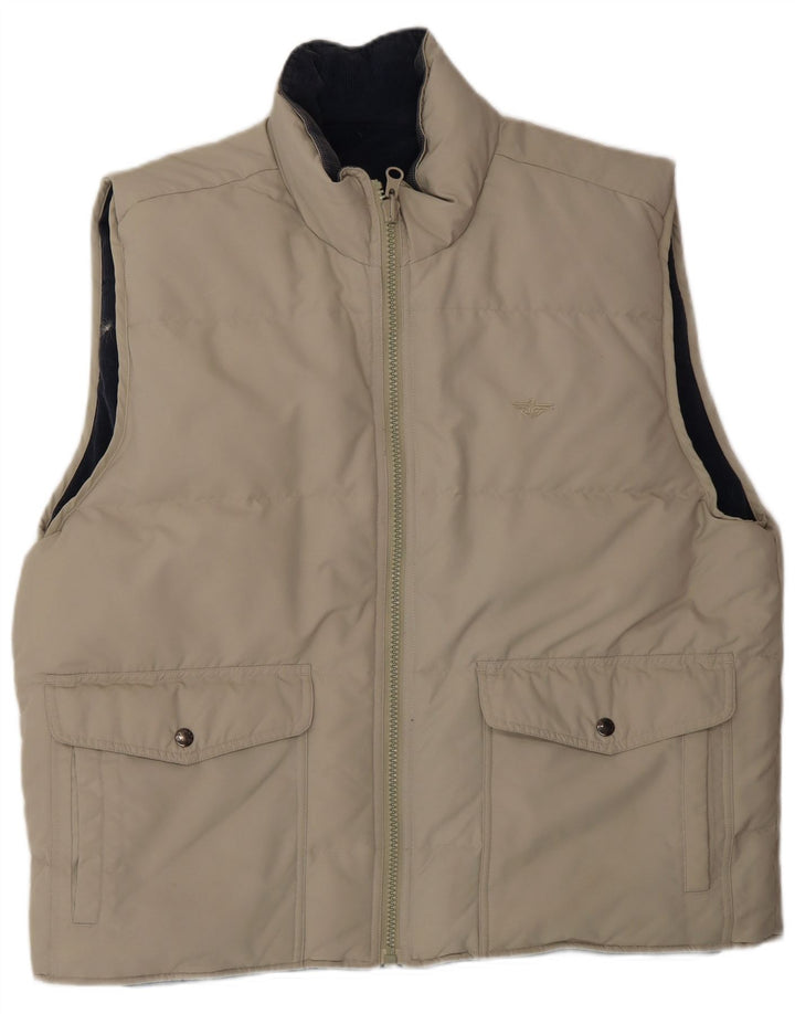 Colete acolchoado reversível masculino Dockers UK 44 2XL poliéster bege